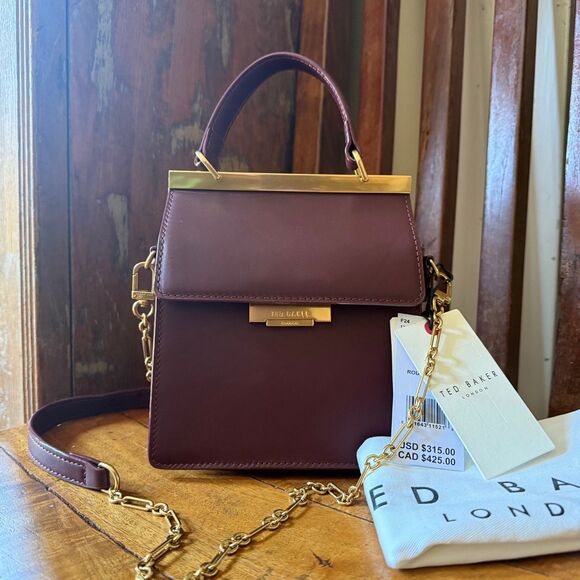Ted Baker Isa Leather Satchel Crossbody Burgundy Bag - Picture 7 of 13